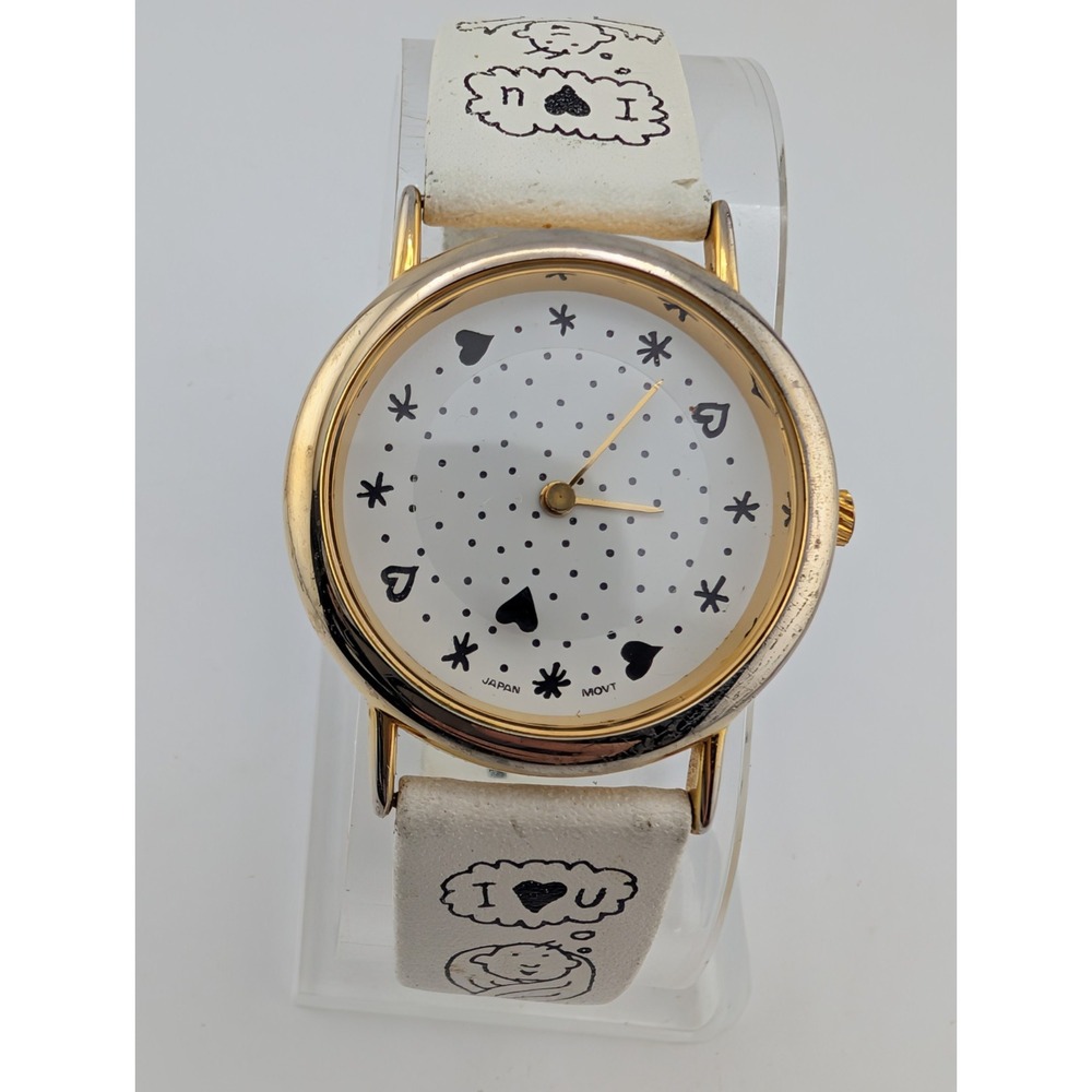 Vintage 1990's Eastern Watch Co Women's Watch Gold Case White‎ Band- New Battery